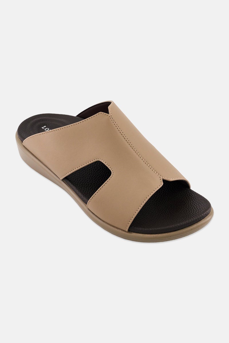 London Fog Men Slip On Arabic Sandals, Tan - Image 1